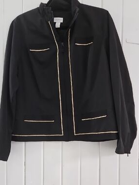 Chico's Black Zip Jacket with Gold Trim